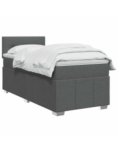 Letto box spring con materasso Grigio Scuro 80 x 200 cm Tessuto 2