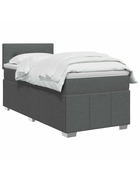 Letto box spring con materasso Grigio Scuro 80 x 200 cm Tessuto