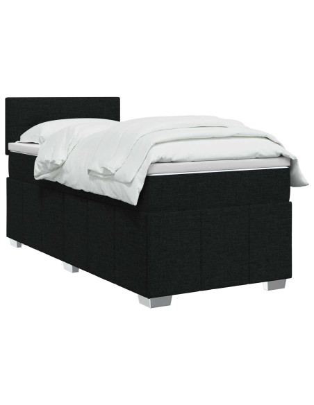 Letto box spring con materasso Nero 80 x 200 cm Tessuto
