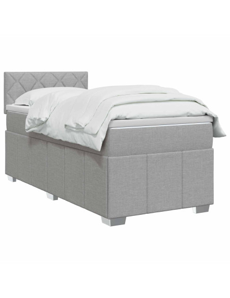 Letto box spring con materasso Grigio Chiaro 80 x 200 cm