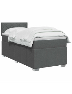 Letto box spring con materasso Grigio Scuro 80 x 200 cm Tessuto 2