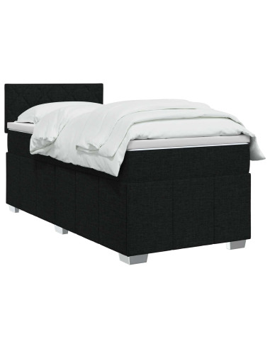 Letto box spring con materasso Nero 80 x 200 cm Tessuto