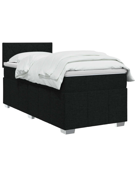 Letto box spring con materasso Nero 80 x 200 cm Tessuto