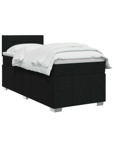 Letto box spring con materasso Nero 90 x 190 cm Tessuto 2