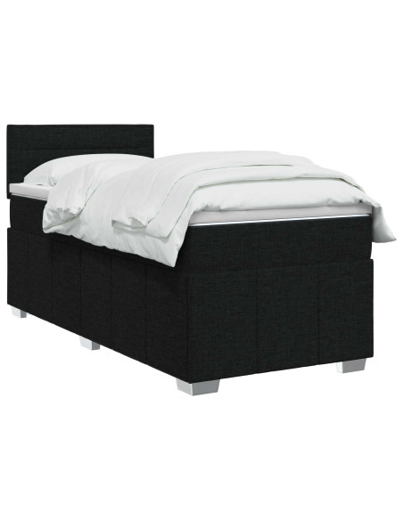 Letto box spring con materasso Nero 90 x 190 cm Tessuto