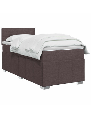 Letto box spring con materasso Marrone Scuro 100 x 200 cm