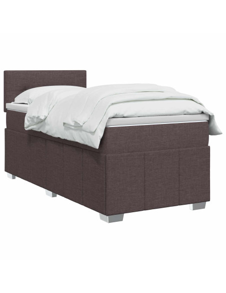 Letto box spring con materasso Marrone Scuro 100 x 200 cm