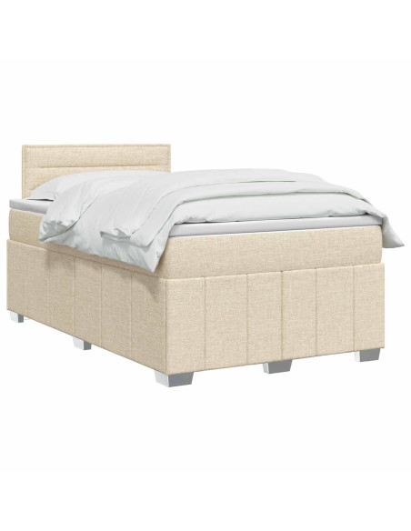 Letto box spring con materasso Crema 120 x 200 cm Tessuto