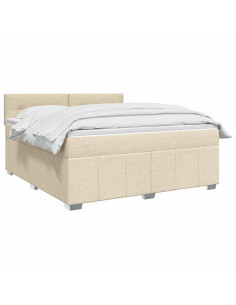 Letto box spring con materasso Crema 160 x 200 cm Tessuto 2