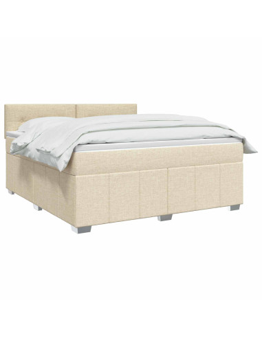 Letto box spring con materasso Crema 160 x 200 cm Tessuto