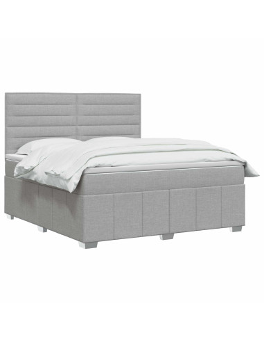 Letto box spring con materasso Grigio Chiaro 140 x 190 cm
