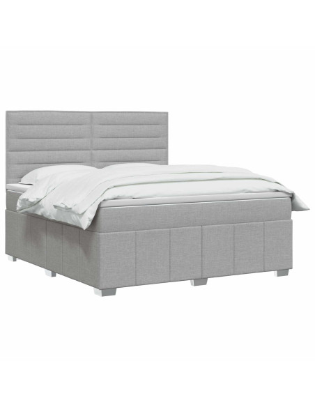 Letto box spring con materasso Grigio Chiaro 140 x 190 cm