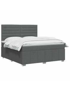 Letto box spring con materasso Grigio Scuro 140 x 190 cm 2