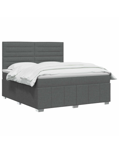 Letto box spring con materasso Grigio Scuro 140 x 190 cm