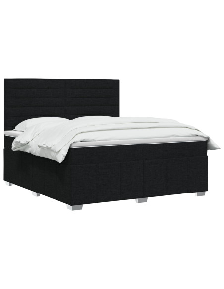 Letto box spring con materasso Nero 140 x 190 cm Tessuto