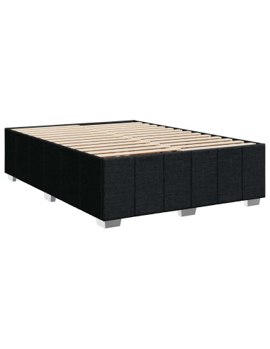 Letto box spring con materasso Nero 140 x 190 cm Tessuto