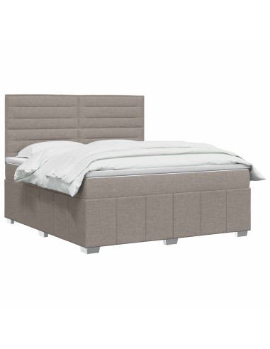 Letto box spring con materasso Tortora 140 x 190 cm Tessuto