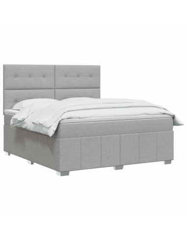 Letto box spring con materasso Grigio Chiaro 140 x 190 cm