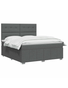 Letto box spring con materasso Grigio Scuro 140 x 190 cm 2