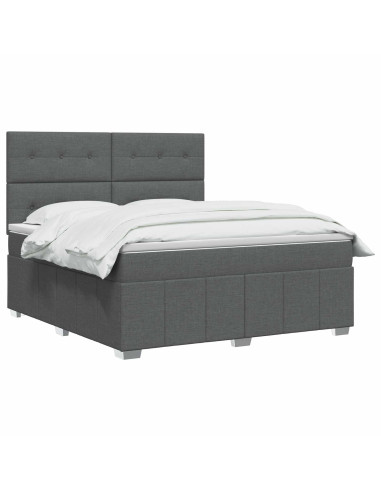 Letto box spring con materasso Grigio Scuro 140 x 190 cm