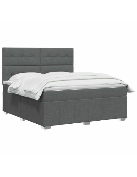 Letto box spring con materasso Grigio Scuro 140 x 190 cm