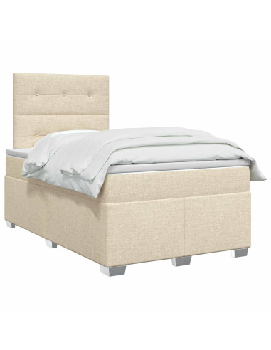 Letto box spring con materasso Crema 120 x 190 cm Tessuto