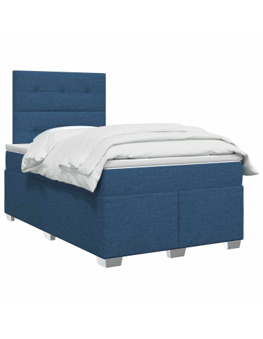 Letto box spring con materasso Blu 120 x 190 cm Tessuto