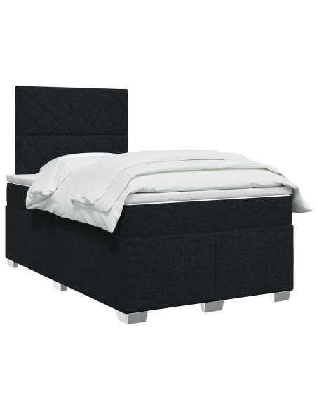 Letto box spring con materasso Nero 120 x 190 cm Tessuto