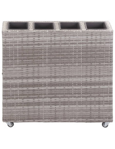 Letto Rialzato con 4 Vasi 80x22x79 cm in Polyrattan Grigio