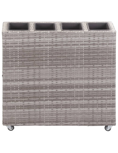 Letto Rialzato con 4 Vasi 80x22x79 cm in Polyrattan Grigio