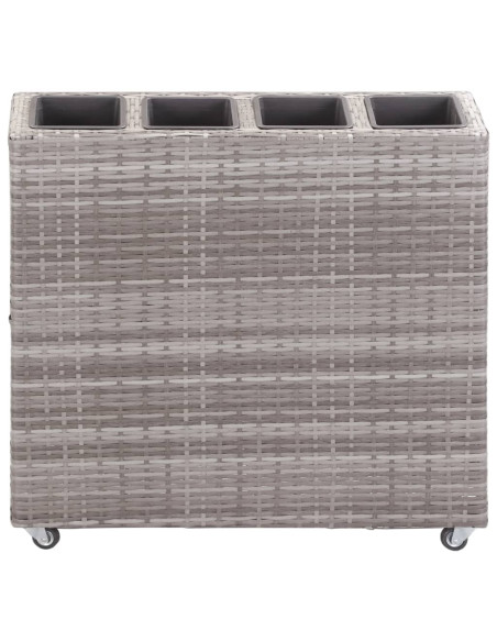 Letto Rialzato con 4 Vasi 80x22x79 cm in Polyrattan Grigio