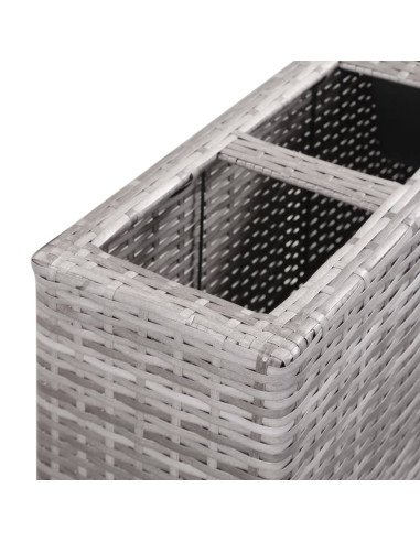 Letto Rialzato con 4 Vasi 80x22x79 cm in Polyrattan Grigio