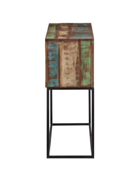 Tavolo Consolle 110x30x75cm Legno Massello di Recupero e Ferro