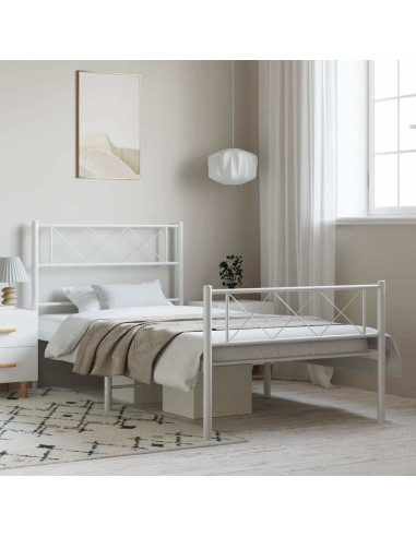 Giroletto con Testiera e Pediera Metallo Bianco 100x190 cm