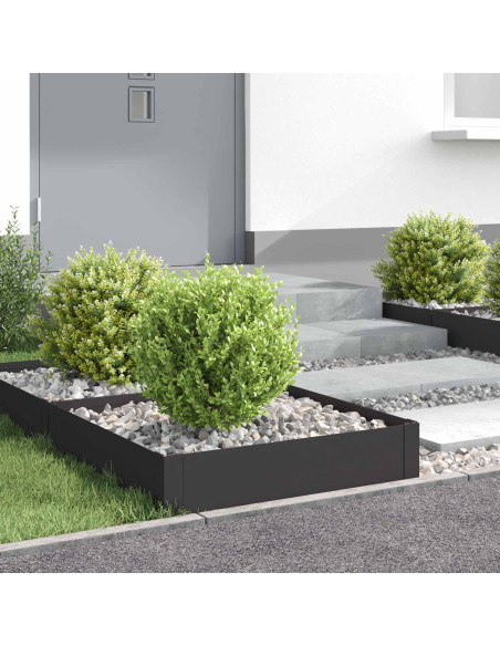 Bordura per Prato 4 pcs 60 x 60 x 20 cm Acciaio Nero