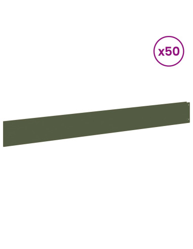 Bordura per Prato 50 pcs 100 x 12 cm Acciaio Verde Oliva