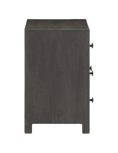 Credenza Bianco e Grigio 75x35x55 cm in Legno Massello di Mango