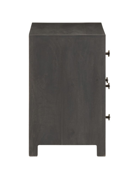 Credenza Bianco e Grigio 75x35x55 cm in Legno Massello di Mango