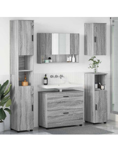 Set di mobili per il bagno con cassetto 5 pcs Grigio Sonoma