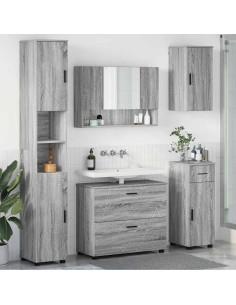 Set di mobili per il bagno con cassetto 5 pcs Grigio Sonoma