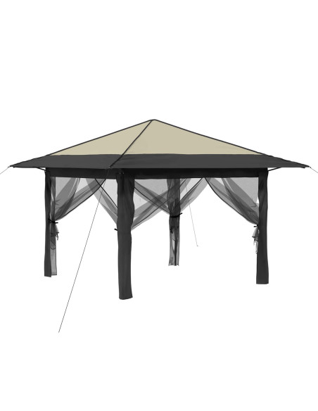 Gazebo con 4 Pareti 3,3 x 3,3 m Crema e Antracite