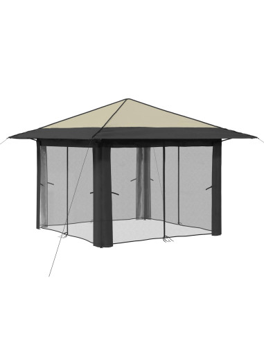 Gazebo con 4 Pareti 3,3 x 3,3 m Crema e Antracite