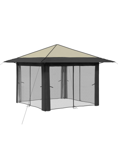 Gazebo con 4 Pareti 3,3 x 3,3 m Crema e Antracite
