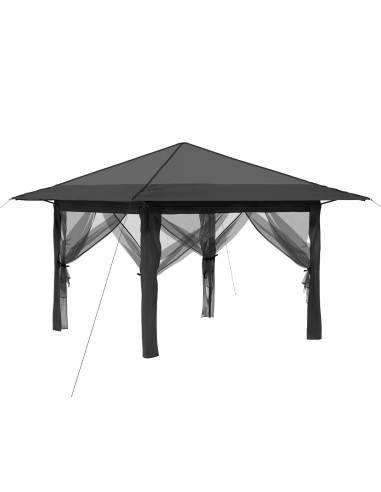 Gazebo con 4 Pareti 3,3 x 3,3 m Grigio chiaro e Antracite