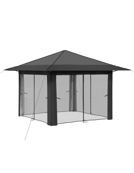 Gazebo con 4 Pareti 3,3 x 3,3 m Grigio chiaro e Antracite