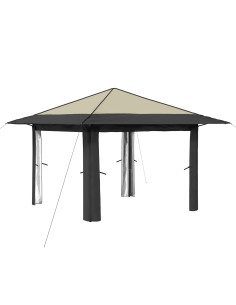 Gazebo senza Parete 3,3 x 3,3 m Crema e Antracite 2