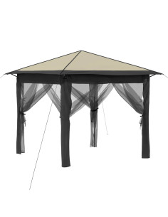 Gazebo con 4 Pareti 2,6 x 2,6 m Crema e Antracite 2