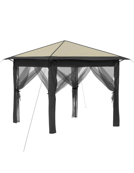 Gazebo con 4 Pareti 2,6 x 2,6 m Crema e Antracite