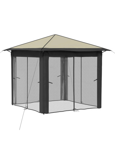 Gazebo con 4 Pareti 2,6 x 2,6 m Crema e Antracite