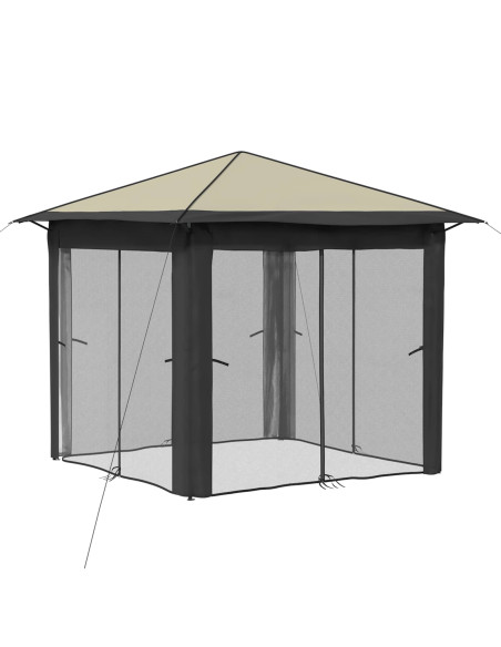 Gazebo con 4 Pareti 2,6 x 2,6 m Crema e Antracite
